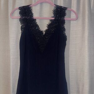 Morgan Blue Lace Trim Tank Top